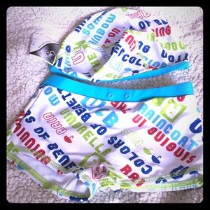 Swimming trunk with head cap for kids.